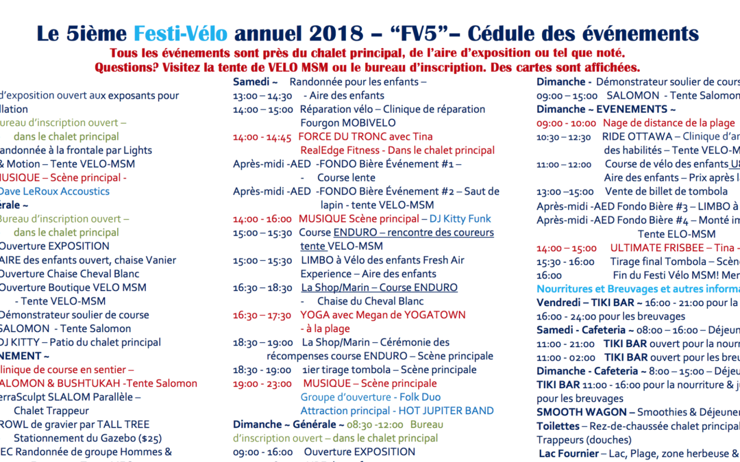 Festi-Vélo Horaire disponible